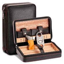 Load image into Gallery viewer, Elegant leather cigar humidor case for travel and cigar enthusiasts