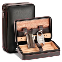 Load image into Gallery viewer, Portable cigar storage case with cigar cutter and lighter gift set