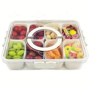Portable 8-grid snack box container with lid for travel
