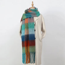 Load image into Gallery viewer, Colourful plaid scarf oversized pashmina wrap for winter