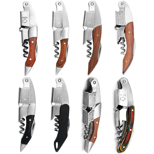  Double hinged corkscrew wine opener with foil cutter
