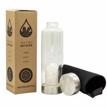 Load image into Gallery viewer, Reusable crystal glass bottle with protective holder