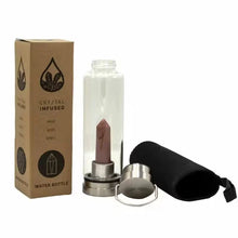 Load image into Gallery viewer, Crystal glass drinking bottle with protective sleeve