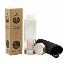 Load image into Gallery viewer, Elegant glass water bottle with protective sleeve for work