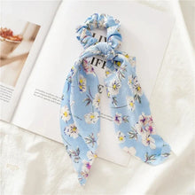Load image into Gallery viewer, Floral  print scarf scrunchie for long hair