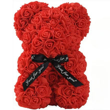 Load image into Gallery viewer, Red forever rose teddy bear symbolizing eternal love and romance