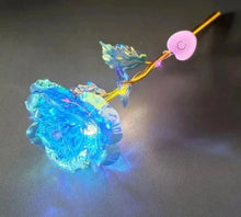 Load image into Gallery viewer, Gold plated galaxy rose shining with rainbow colours.