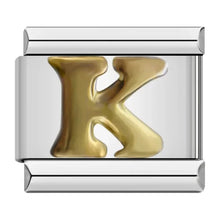 Load image into Gallery viewer, Gold 'K' charm alphabet charm link stainless steel