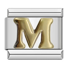 Load image into Gallery viewer, Gold 'M' letter charm initial Italian charm women’s bracelet