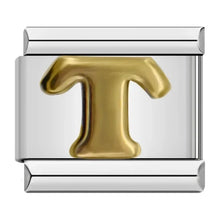 Load image into Gallery viewer, Gold 'T' letter charm stainless steel Italian charm link