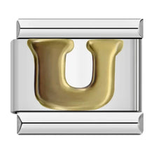 Load image into Gallery viewer, Gold 'U' letter charm alphabet charm for bracelet making