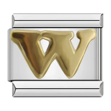 Load image into Gallery viewer, Gold 'W' letter charm for 9mm bracelet