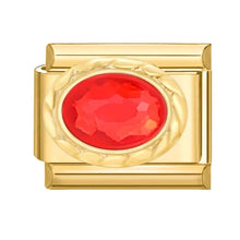 Load image into Gallery viewer, Gold and red decorative Italian charm link in steel