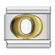 Load image into Gallery viewer, Gold and silver charm with letter 'O'  charm link for Italian bracelet