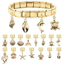 Load image into Gallery viewer, Vintage golden sea shell pendant for Italian charm bracelet