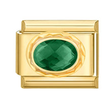 Load image into Gallery viewer, Decorative green gemstone charm for Italian link bracelets