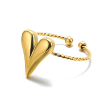 Load image into Gallery viewer,  Gold stainless steel ring on hand
