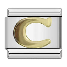 Load image into Gallery viewer, Gold letter 'C' charm  Italian charm for custom jewellery