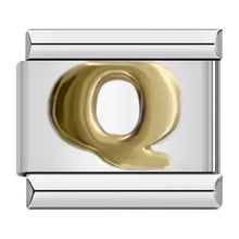 Load image into Gallery viewer, Gold letter Q Italian charm modular bracelet