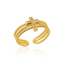Load image into Gallery viewer, Chic gold ring with cross for women