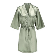 Load image into Gallery viewer, Satin robes for bridesmaids with personalised names on the back