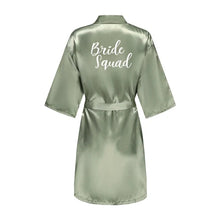 Load image into Gallery viewer, Personalised short satin robes with bridal lettering design