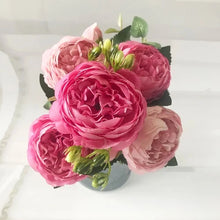 Load image into Gallery viewer, artificial-flowers-beautiful-rose-peony-artificial-silk-flowers-small-bouquet-home-party-spring-wedding-decoration-fake-flower