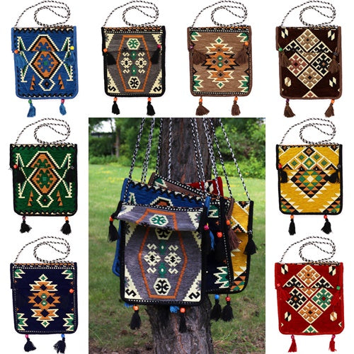 Handmade ethnic kilim crossbody bag for women
