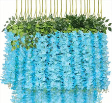 Load image into Gallery viewer, Hanging silk wisteria flowers for indoor decoration