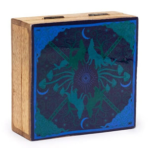 Elegant enamelled wooden keepsake box featuring Hop Hare design