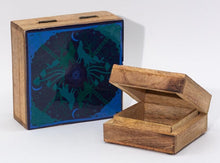 Load image into Gallery viewer, Elegant enamelled wooden keepsake box featuring Hop Hare design box