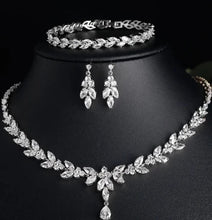 Load image into Gallery viewer, Brilliant CZ crystal necklace and earring set for women
