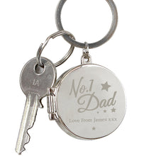Load image into Gallery viewer, No.1 Dad personalised photo keychain keepsake gift for him