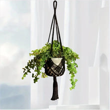 Load image into Gallery viewer, Cotton rope macrame plant holder with net pouch
