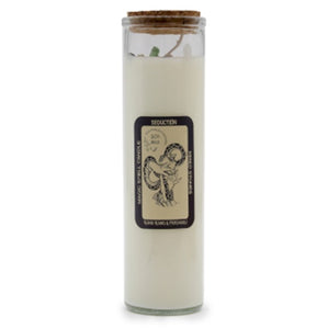 Witchcraft protection candles with crystals and magical intent