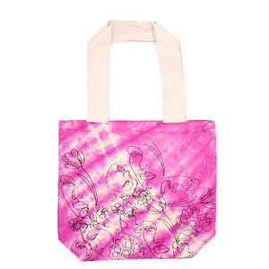Lightweight cotton tote with rainbow tie-dye design