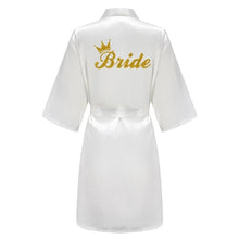 Load image into Gallery viewer, Matching satin wedding robes for bride and bridesmaids on wedding morning