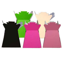 Load image into Gallery viewer, A collection of living vase boxes in various colors including beige, red, pink, black, and green, designed for transporting flower bouquets.