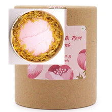 Load image into Gallery viewer, Natural bath bomb surrounded by pink Himalayan salt and blooms