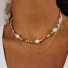 Load image into Gallery viewer,  Multicolor beads chain necklace close-up