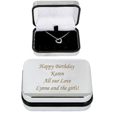 Load image into Gallery viewer, heart-necklace-with-personalised-box-engraved-personalized-keepsake-send-mothers-day-gifts-now-personalised-box-with-necklace-heart-necklace-with-personalised-box-engraved-personalised-keepsake