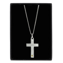 Load image into Gallery viewer, Personalised Sterling Silver, Personalised Gold Plated &amp; Sterling Silver Cross Necklace, Personalised 9ct Gold Cross with Sterling Silver Heart &amp; CZ Necklace