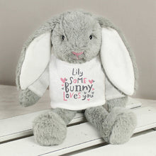 Load image into Gallery viewer, Custom bunny rabbit soft toy with embroidered name