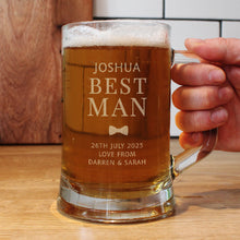Load image into Gallery viewer, Personalised Best Man pint stern tankard engraved wedding gift for him