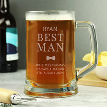 Load image into Gallery viewer, Custom engraved beer glass tankard gift for best man at wedding