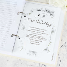 Load image into Gallery viewer, Open book with a post-wedding checklist, Bride wedding planner book with flowers