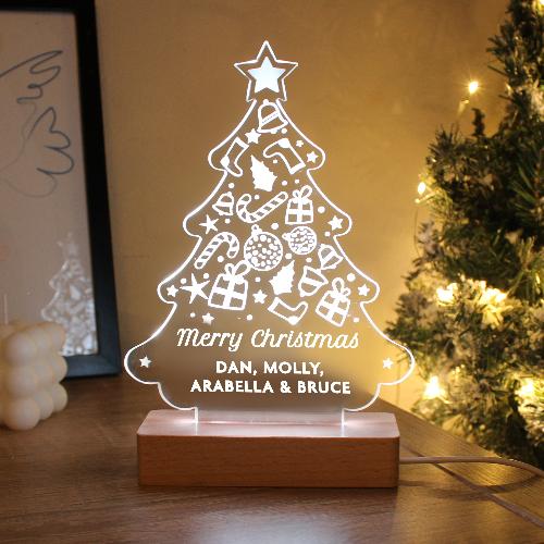 christmas tree with lights, personalised christmas tree light, christmas tree with built in lights, wooden christmas tree with light, personalised Christmas tree wooden-based led light, christmas gifts