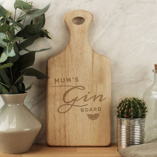Personalised gin paddle board engraved wooden bar gift UK