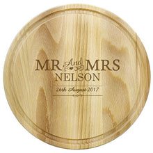 Load image into Gallery viewer, personalised wedding chopping board Mr Mrs