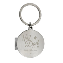 Load image into Gallery viewer, Silver keychain with &#39;No.1 Dad&#39; engraving 